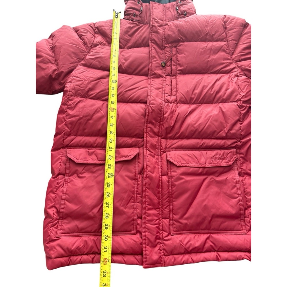 LL Bean Coat Mens XL Maroon Down Puffer Hooded Parka Jacket Nylon Winter - Picture 9 of 11
